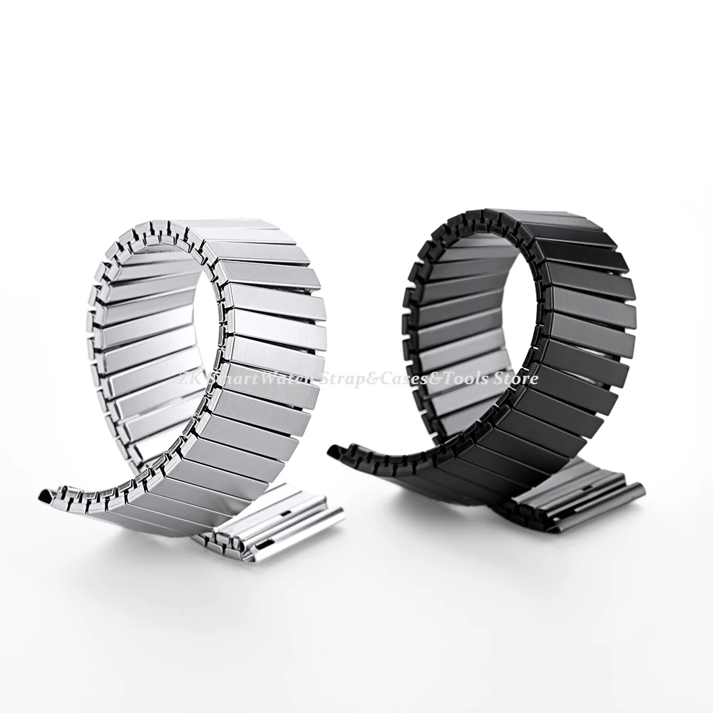 18mm 20mm 22mm Stretch Expansion Stainless Steel Watch Band Strap Metal Elastic Belt Accessories Men Women Matte Strap Bracelets
