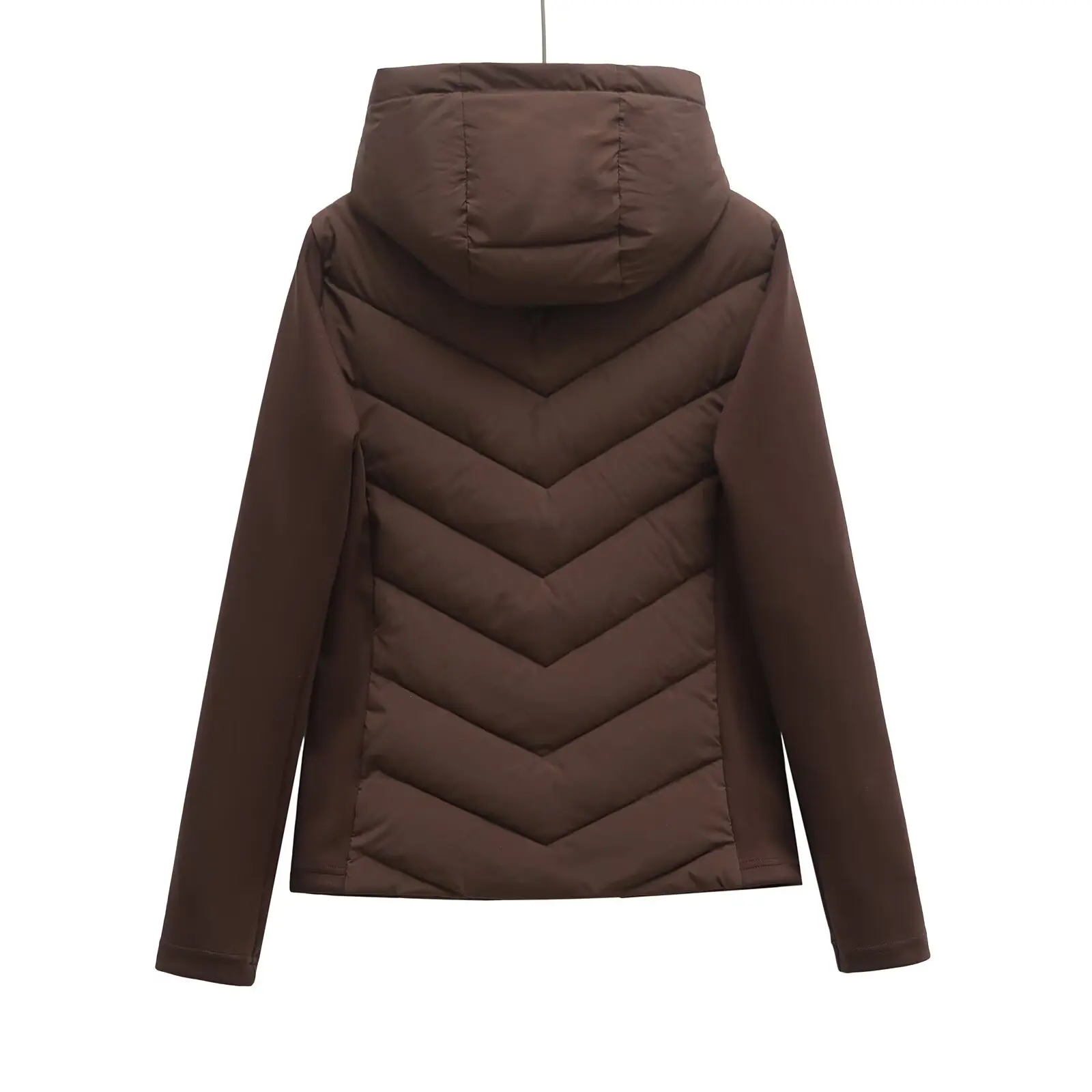 2026 Autumn Winter Women's Elegant Patchwork Hooded Air Cotton Jackets Lady Fashion Army Green Warm Slim Fit Sports Parkas Coats