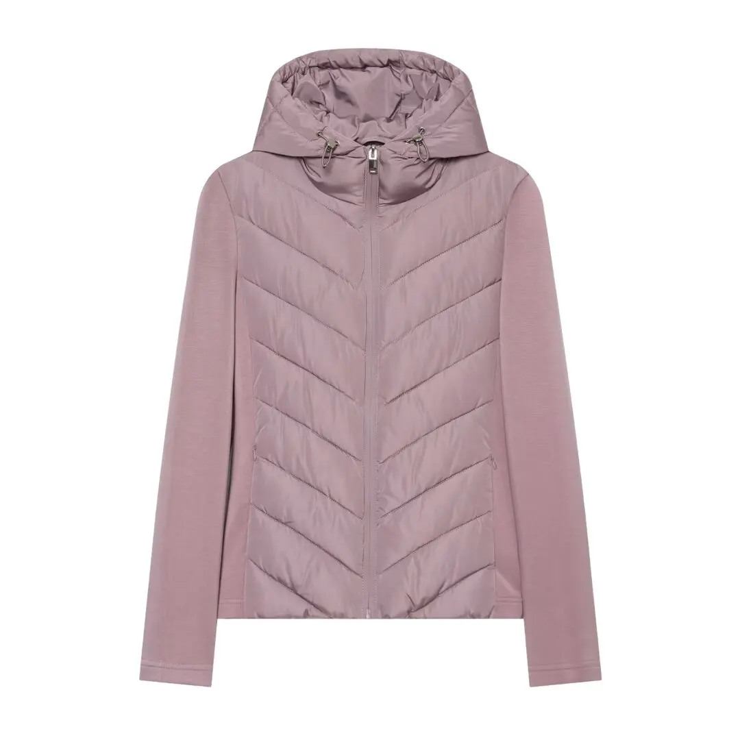 2026 Autumn Winter Women's Elegant Patchwork Hooded Air Cotton Jackets Lady Fashion Army Green Warm Slim Fit Sports Parkas Coats