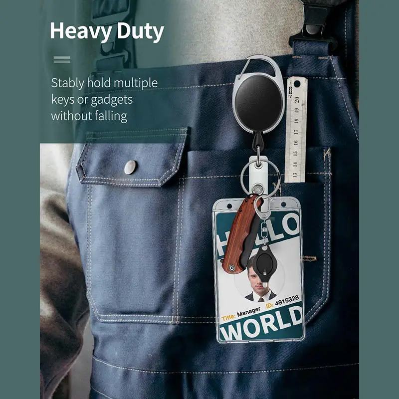 1/5Pcs Keychain Badge Reel Retractable Pass Work Permit Case Sleeve Dual Card Slot Card Holder Protector ID Tag Cover