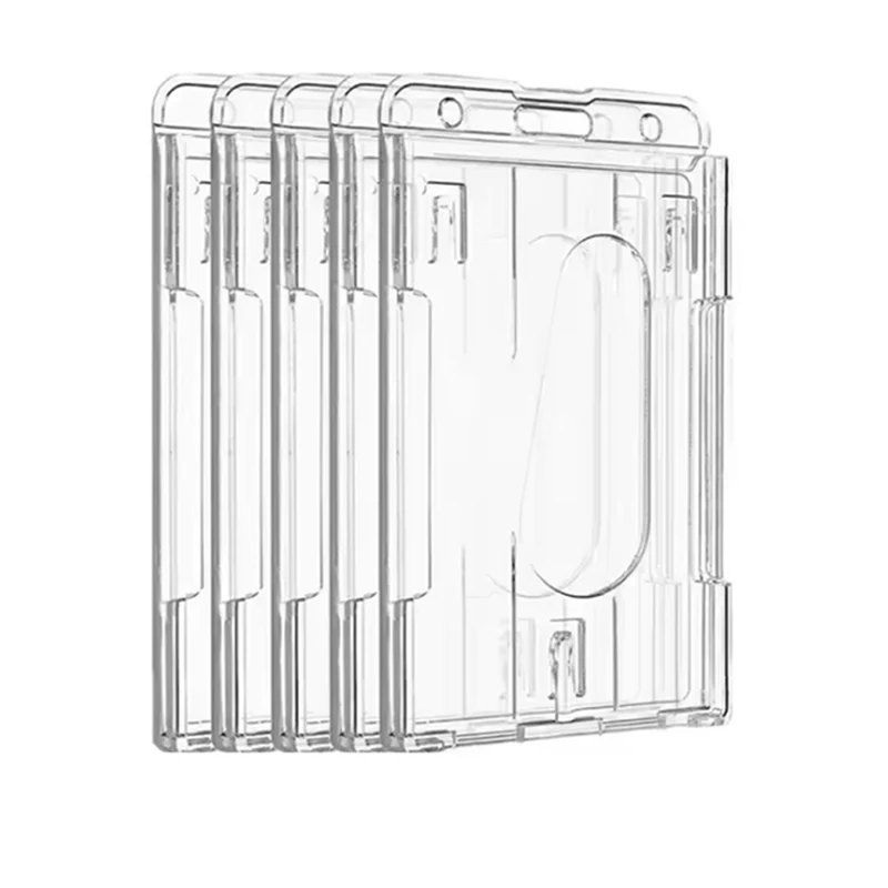 1/5Pcs Keychain Badge Reel Retractable Pass Work Permit Case Sleeve Dual Card Slot Card Holder Protector ID Tag Cover