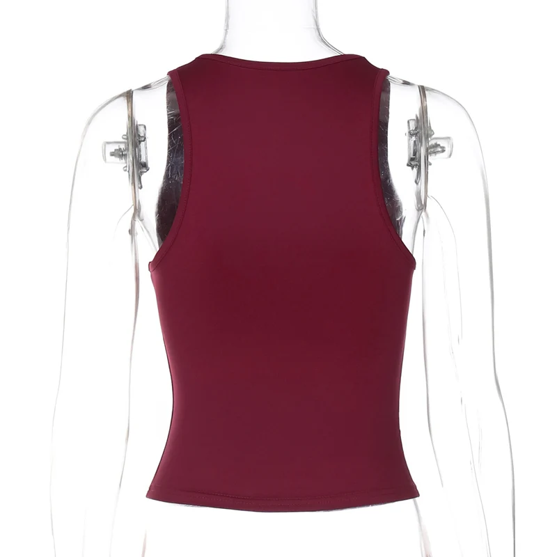 Women's Square Collar Sleeveless Bodycon Crop Tank Top Sexy Elegant Solid Y2K Party Clubwear Summer Outfit Wholesale