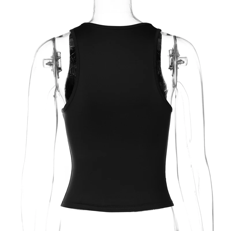 Women's Square Collar Sleeveless Bodycon Crop Tank Top Sexy Elegant Solid Y2K Party Clubwear Summer Outfit Wholesale