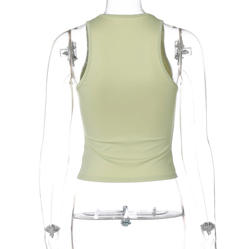 Women's Square Collar Sleeveless Bodycon Crop Tank Top Sexy Elegant Solid Y2K Party Clubwear Summer Outfit Wholesale