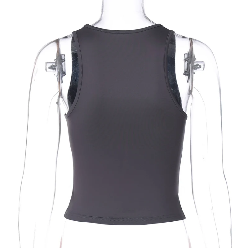 Women's Square Collar Sleeveless Bodycon Crop Tank Top Sexy Elegant Solid Y2K Party Clubwear Summer Outfit Wholesale