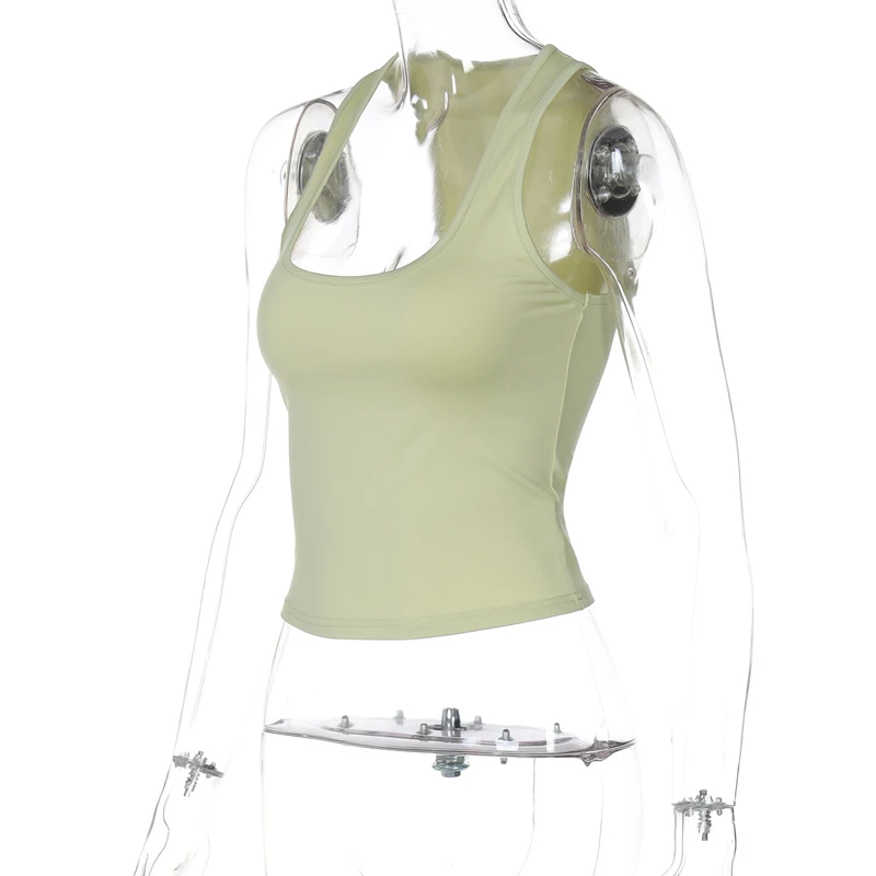 Women's Square Collar Sleeveless Bodycon Crop Tank Top Sexy Elegant Solid Y2K Party Clubwear Summer Outfit Wholesale