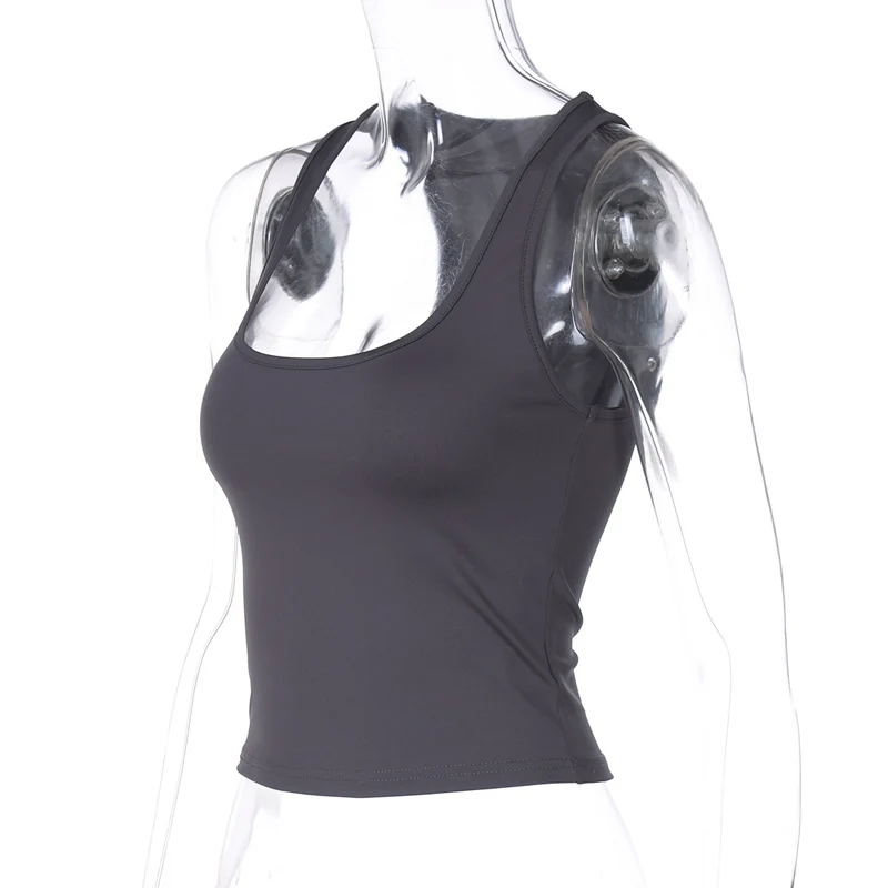 Women's Square Collar Sleeveless Bodycon Crop Tank Top Sexy Elegant Solid Y2K Party Clubwear Summer Outfit Wholesale