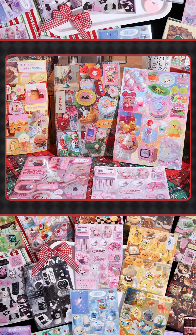 TIANZI PET Die cut Stickers book Retro Cartoon Decorative 50 Sheets handmade Scrapbooking Diary Japanese Stationery Supplies