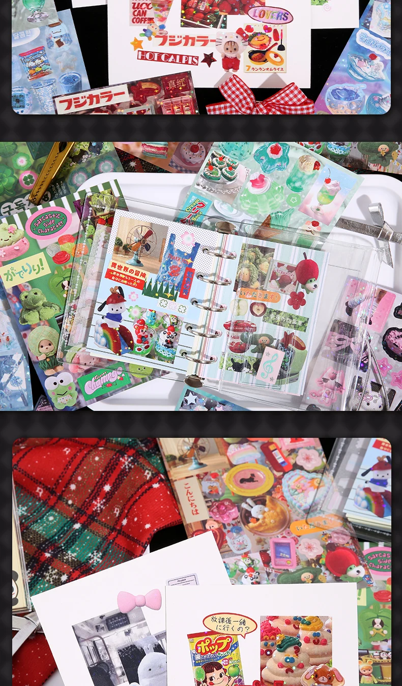TIANZI PET Die cut Stickers book Retro Cartoon Decorative 50 Sheets handmade Scrapbooking Diary Japanese Stationery Supplies