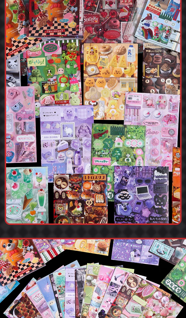 TIANZI PET Die cut Stickers book Retro Cartoon Decorative 50 Sheets handmade Scrapbooking Diary Japanese Stationery Supplies