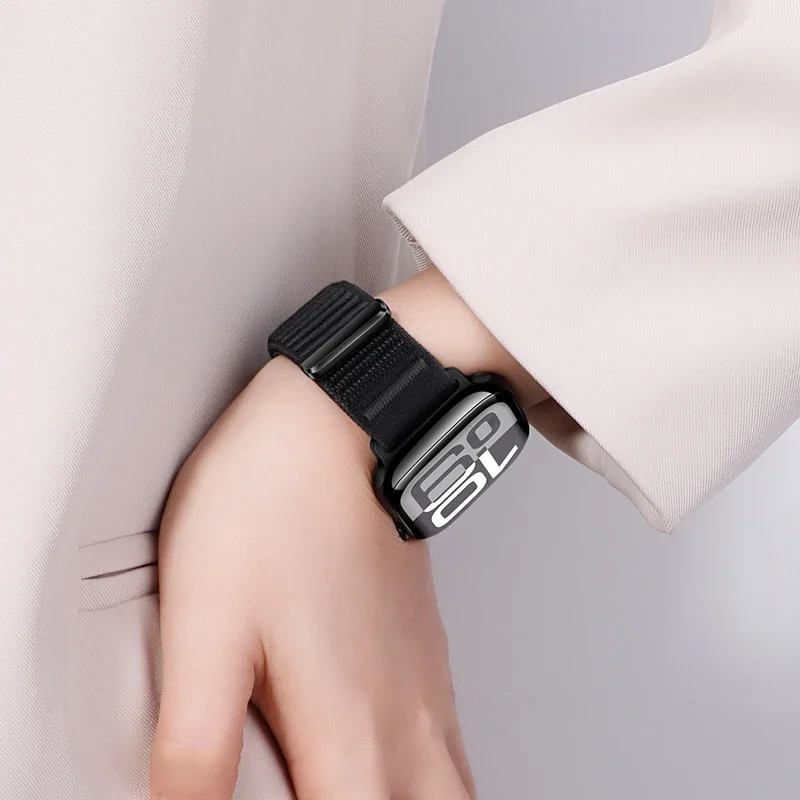 Nylon loop Strap For Apple Watch Band 46mm 45mm 44mm 49mm 40mm 41mm 38mm 42mm Bracelet For IWatch Series Ultra 10 9 8 7 6 SE 5 3