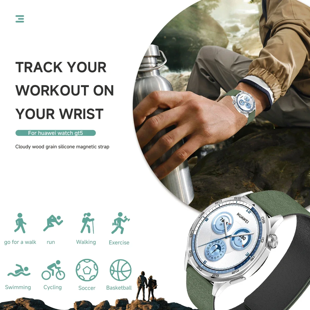 Sport Magnetic strap For Samsung Galaxy Watch 7 6 5 44 40mm 18mm 20mm 22mm Silicone Band for Huawei GT5 Correa Accessories