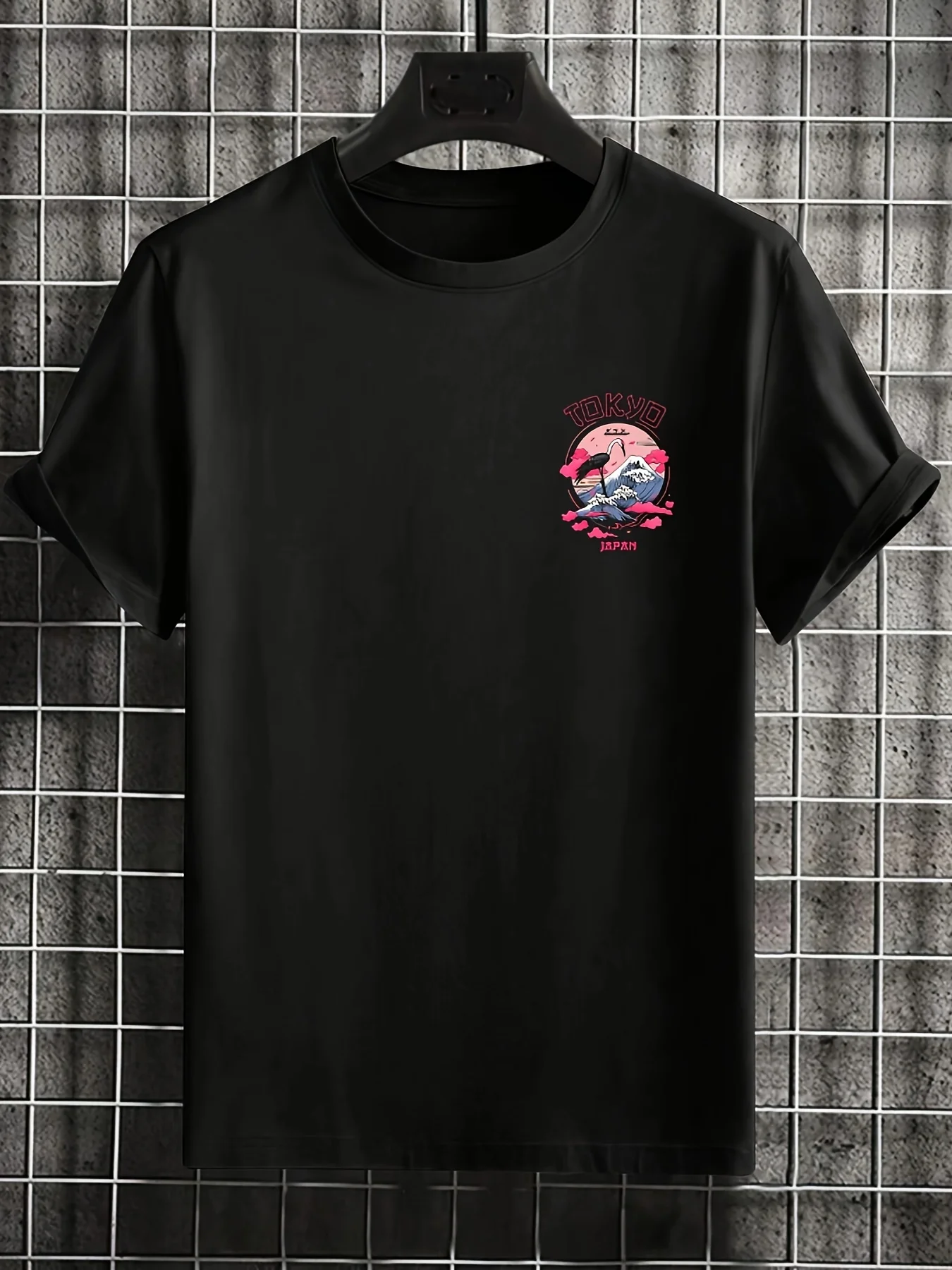 Men's Summer 100% Cotton Tokyo Casual Pattern Printed Fashionable and Casual Loose Round Neck Short Sleeved T-Shirt Top