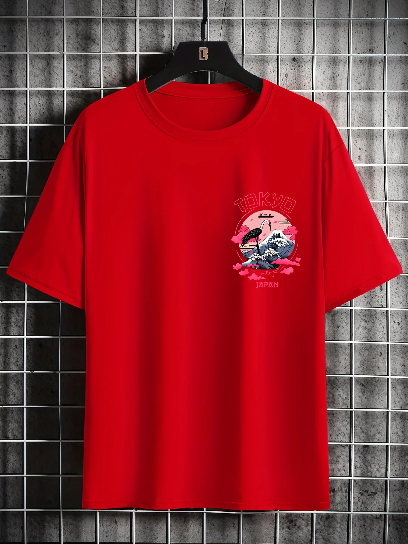 Men's Summer 100% Cotton Tokyo Casual Pattern Printed Fashionable and Casual Loose Round Neck Short Sleeved T-Shirt Top