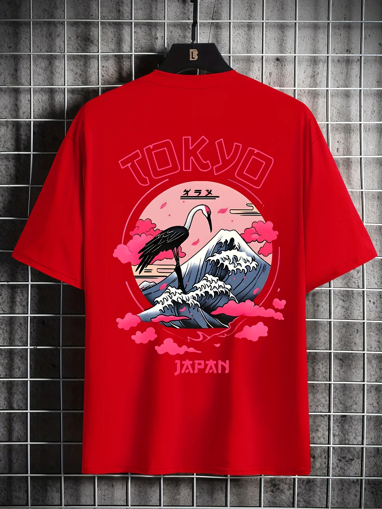 Men's Summer 100% Cotton Tokyo Casual Pattern Printed Fashionable and Casual Loose Round Neck Short Sleeved T-Shirt Top