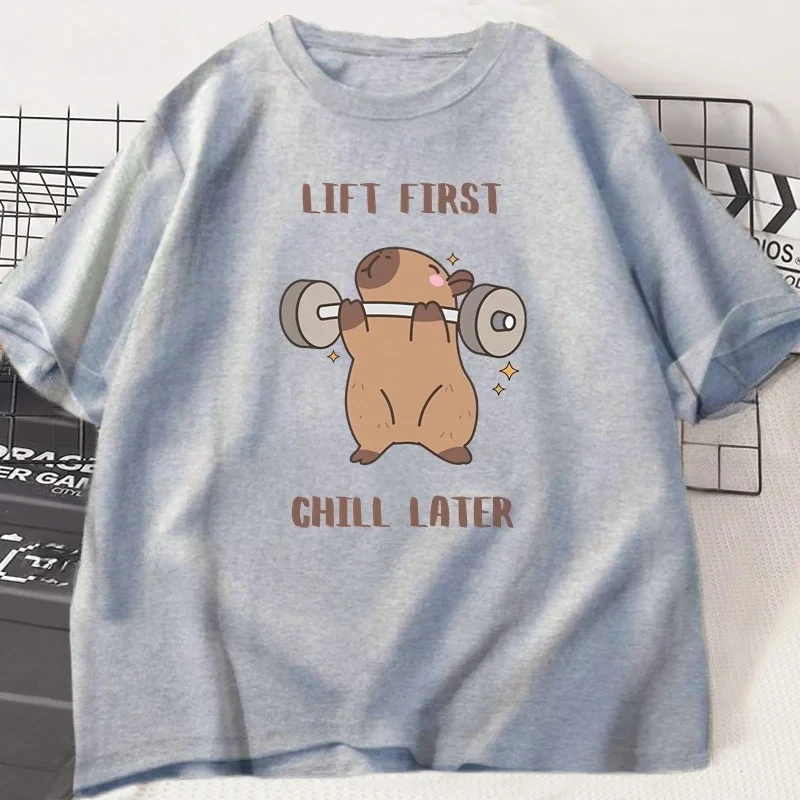 Capybara Gym T-Shirt Women Sports Tee Workout Fitness T Shirt Top Unisex Softstyle Women Tshirt Clothes Women Clothing
