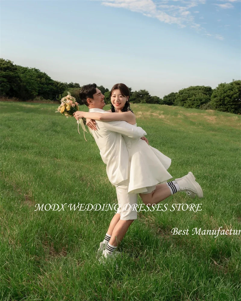 MODX Mini Sexy Short Wedding Party Dresses Korea Photoshoot Sweetheart Bowknot Bridal Gowns Corset Back Cute Lovely Prom Dress