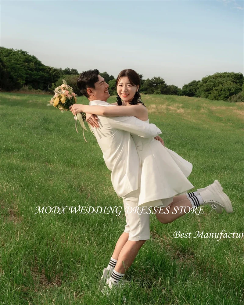 MODX Mini Sexy Short Wedding Party Dresses Korea Photoshoot Sweetheart Bowknot Bridal Gowns Corset Back Cute Lovely Prom Dress