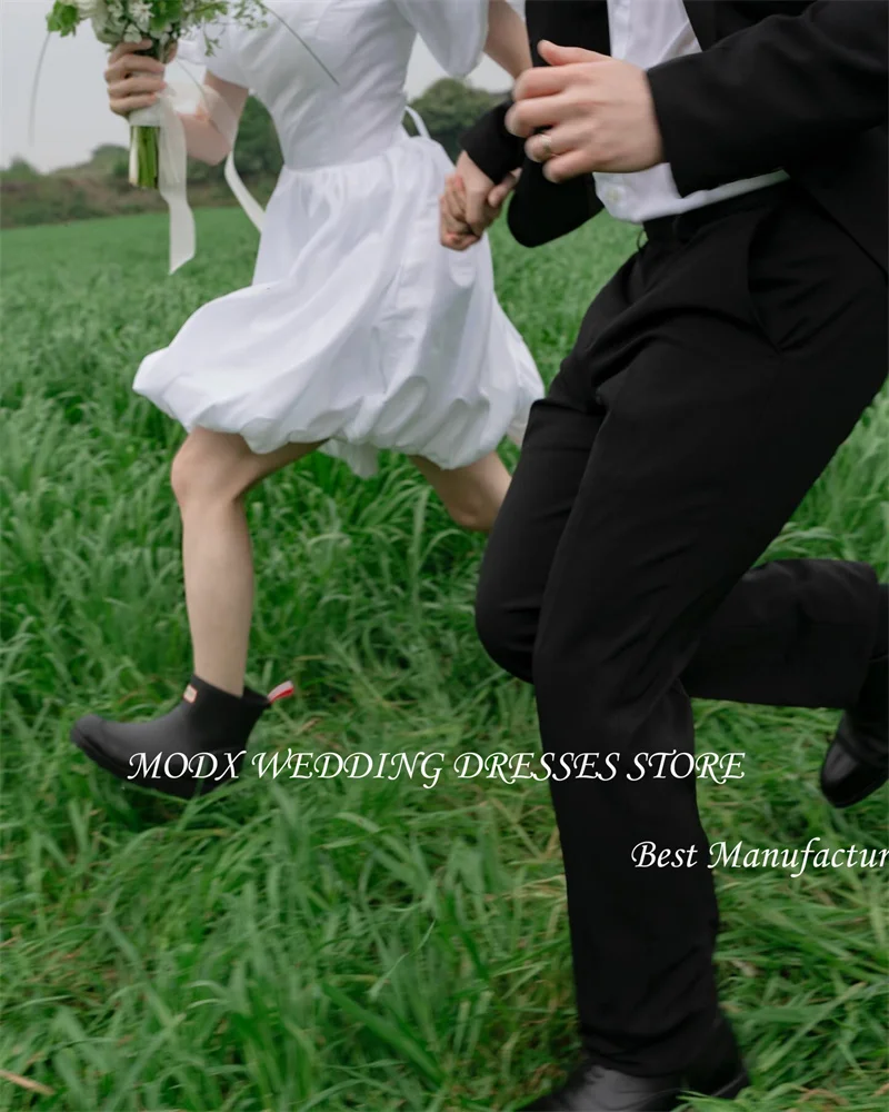 MODX Mini Sexy Short Wedding Party Dresses Korea Photoshoot Sweetheart Bowknot Bridal Gowns Corset Back Cute Lovely Prom Dress