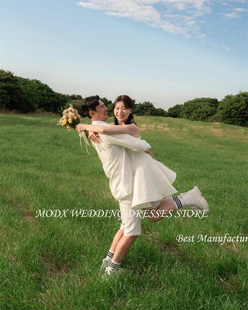 MODX Mini Sexy Short Wedding Party Dresses Korea Photoshoot Sweetheart Bowknot Bridal Gowns Corset Back Cute Lovely Prom Dress