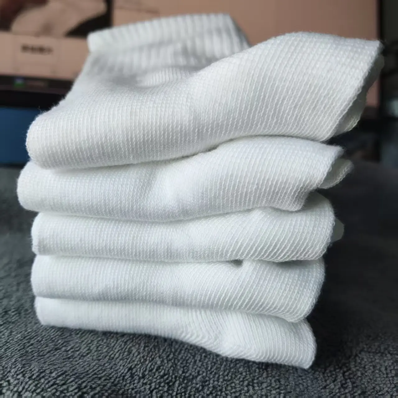5/10 Pairs of Autumn and Winter Men Mid Length Socks, White Anti Odor, Sweat Absorbing, Breathable Men's Sports Sock