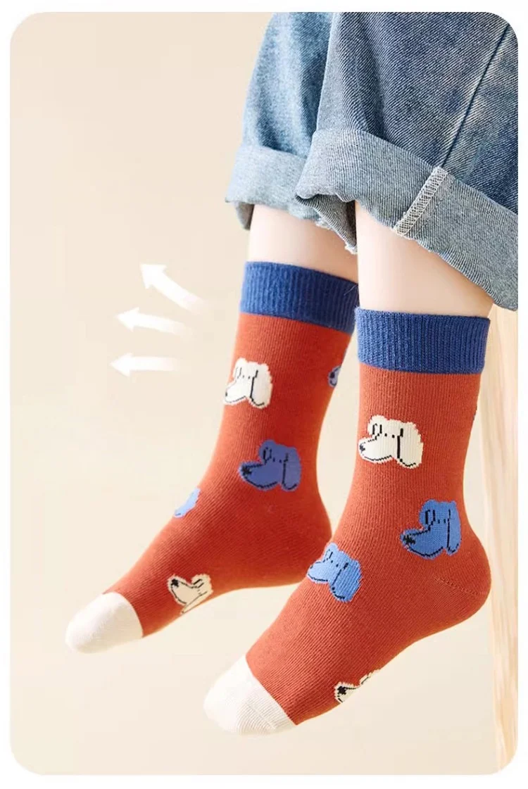 XJK Baby Socks Children Autumn Socks Boys Funny Puppy Pattern Socks 5 Pairs Cotton Socks Kids Sock