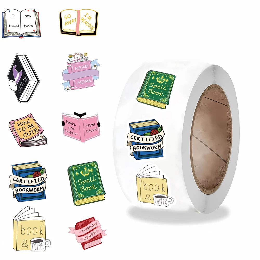 500PCS Bookish Roll Stickers Notebook Personalized Laptop Account Decoration Luggage Living Coffee Wall Cup Phone Case Stickers