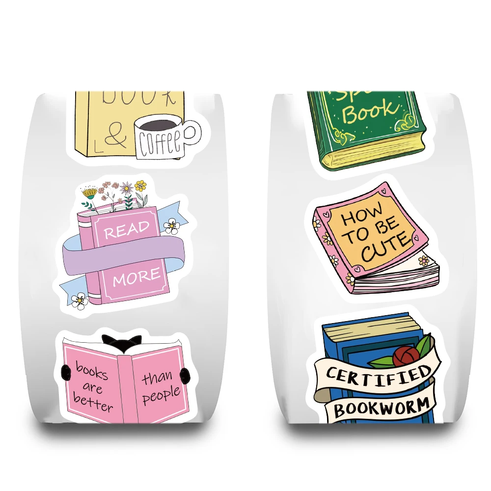 500PCS Bookish Roll Stickers Notebook Personalized Laptop Account Decoration Luggage Living Coffee Wall Cup Phone Case Stickers