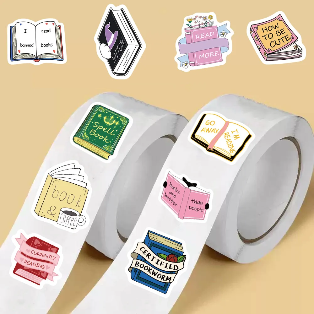 500PCS Bookish Roll Stickers Notebook Personalized Laptop Account Decoration Luggage Living Coffee Wall Cup Phone Case Stickers