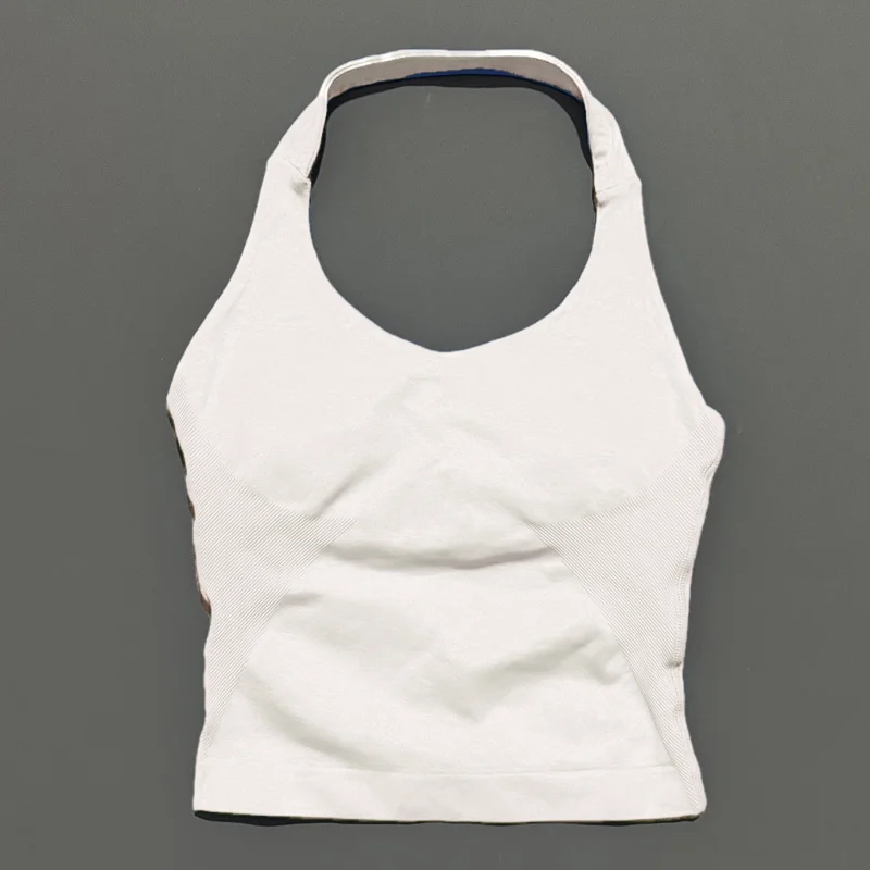 HISTELLO Sports Halter Top Seamless Longline Strappy Gym Tank Top Women Yoga Clothing Workout Fitness Sportswear Pilates Vest