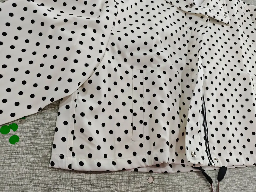 HH Female Autumn Fashion Polka Dot Printed Set Long Sleeves Turtleneck Drawstring Jacket+A-line Shorts Women's Vintage Suit