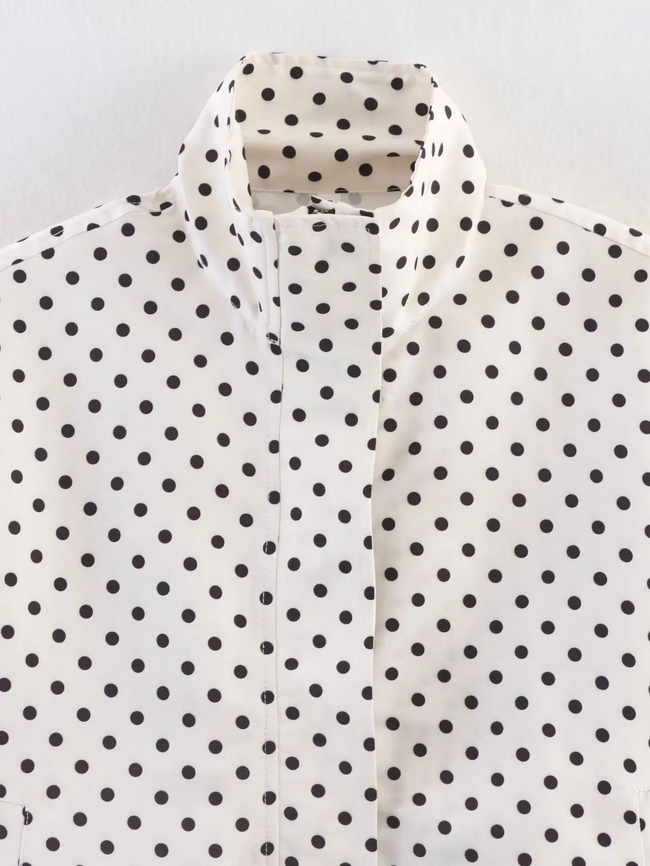 HH Female Autumn Fashion Polka Dot Printed Set Long Sleeves Turtleneck Drawstring Jacket+A-line Shorts Women's Vintage Suit