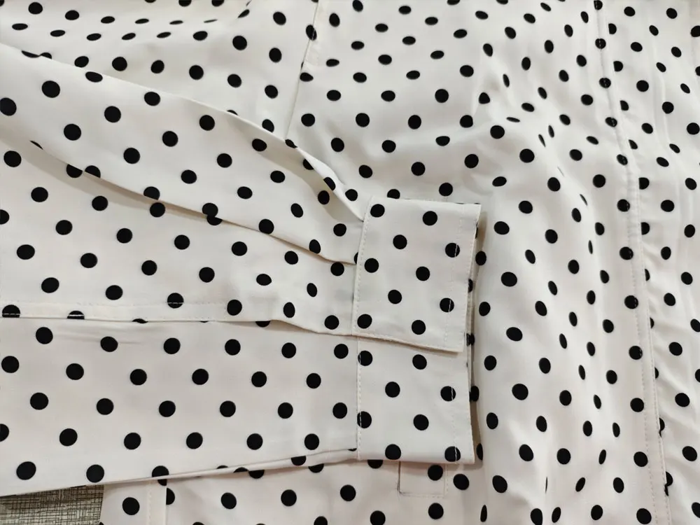 HH Female Autumn Fashion Polka Dot Printed Set Long Sleeves Turtleneck Drawstring Jacket+A-line Shorts Women's Vintage Suit