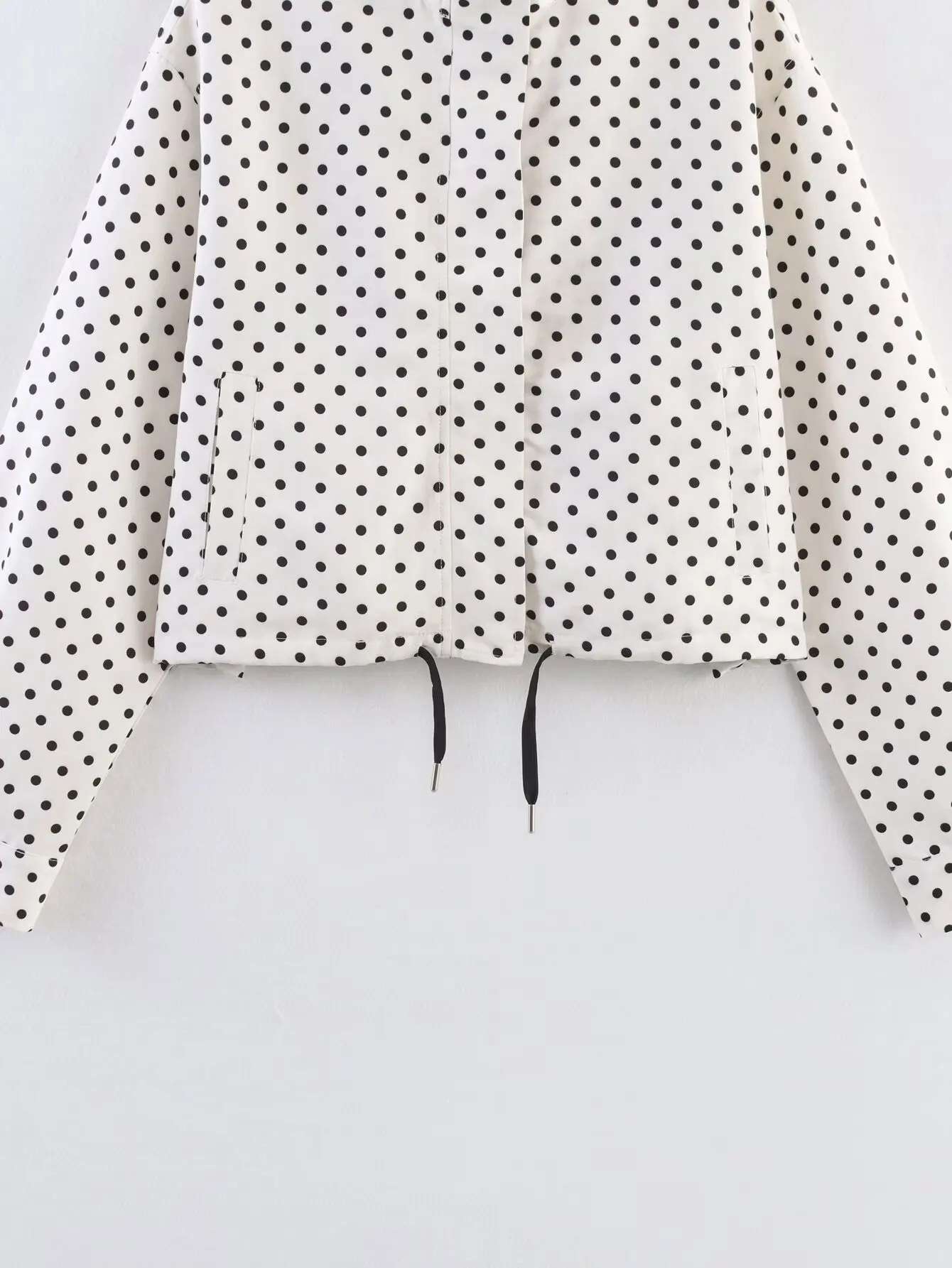 HH Female Autumn Fashion Polka Dot Printed Set Long Sleeves Turtleneck Drawstring Jacket+A-line Shorts Women's Vintage Suit