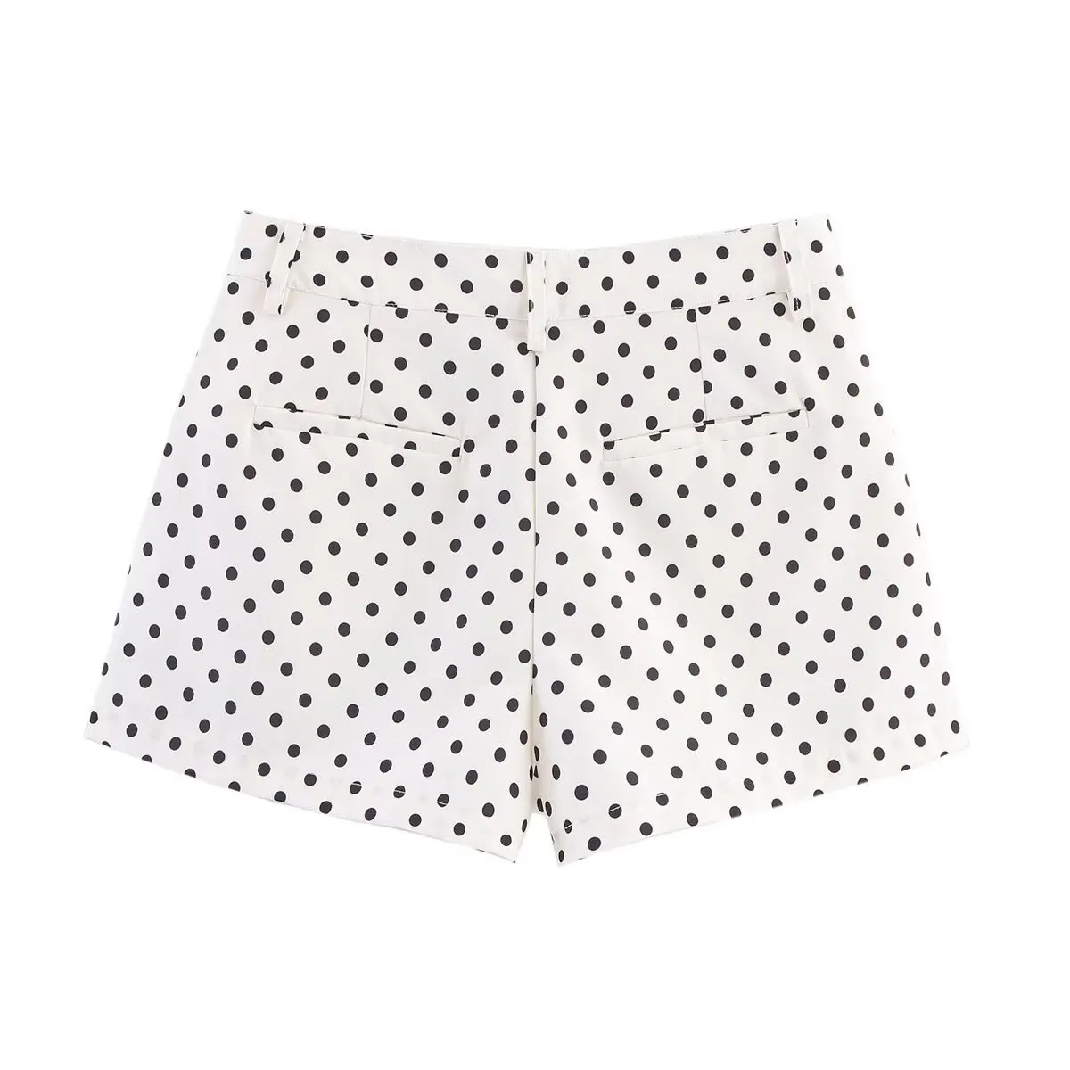 HH Female Autumn Fashion Polka Dot Printed Set Long Sleeves Turtleneck Drawstring Jacket+A-line Shorts Women's Vintage Suit