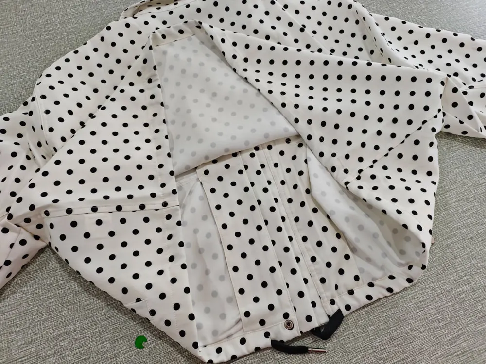 HH Female Autumn Fashion Polka Dot Printed Set Long Sleeves Turtleneck Drawstring Jacket+A-line Shorts Women's Vintage Suit