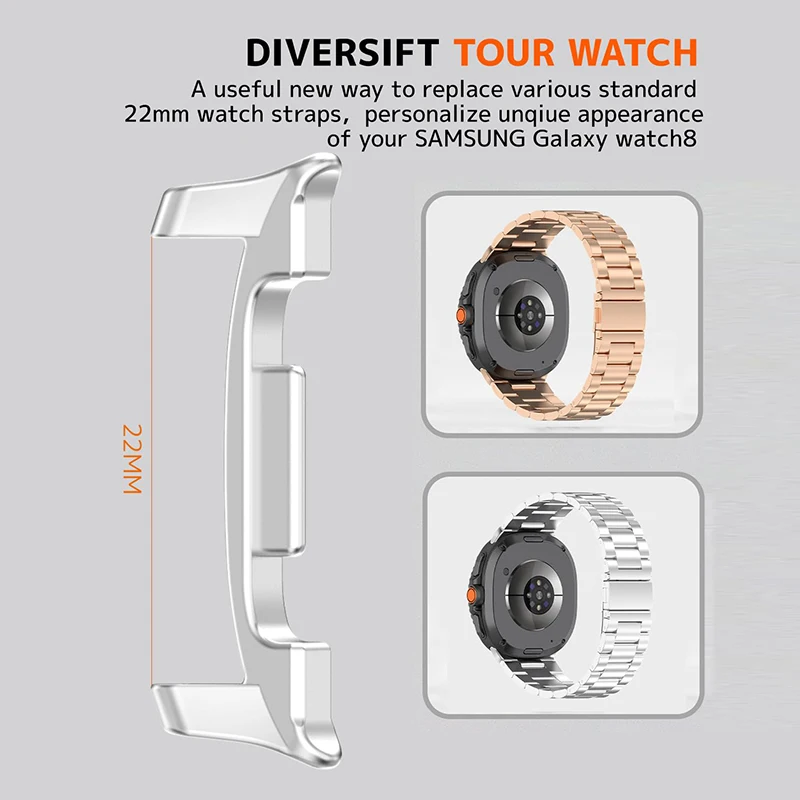 Metal Stainless Steel Watch Bands Connector Adapter for Samsung Galaxy Watch 8/8 classic 44mm 46mm 40mm replacement 22mm Strap
