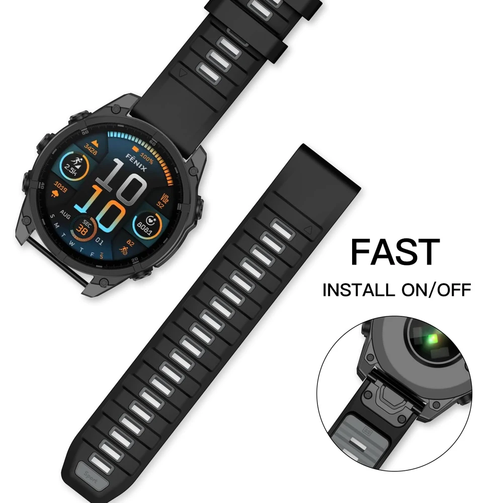 QuickFit 22 26mm Silicone Strap For Garmin Fenix 8 51MM E 47MM 7X 7 6X Epix Pro Instinct 3 2X Forerunner 970 965 955 Watch Band