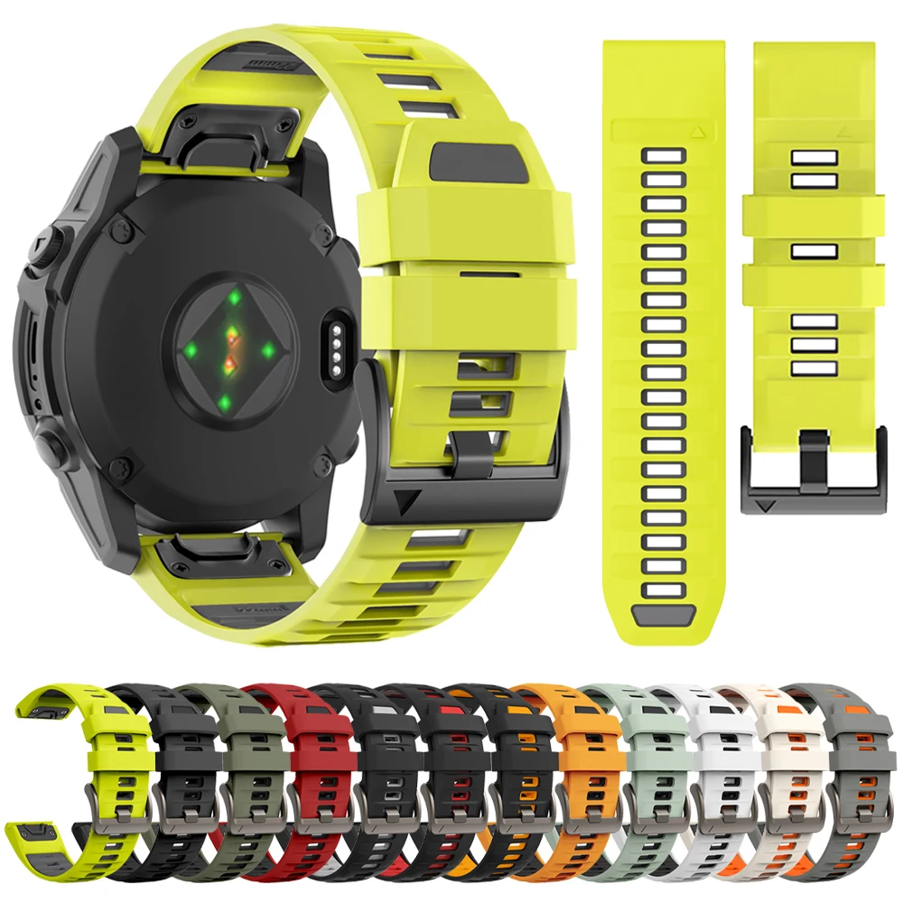 QuickFit 22 26mm Silicone Strap For Garmin Fenix 8 51MM E 47MM 7X 7 6X Epix Pro Instinct 3 2X Forerunner 970 965 955 Watch Band