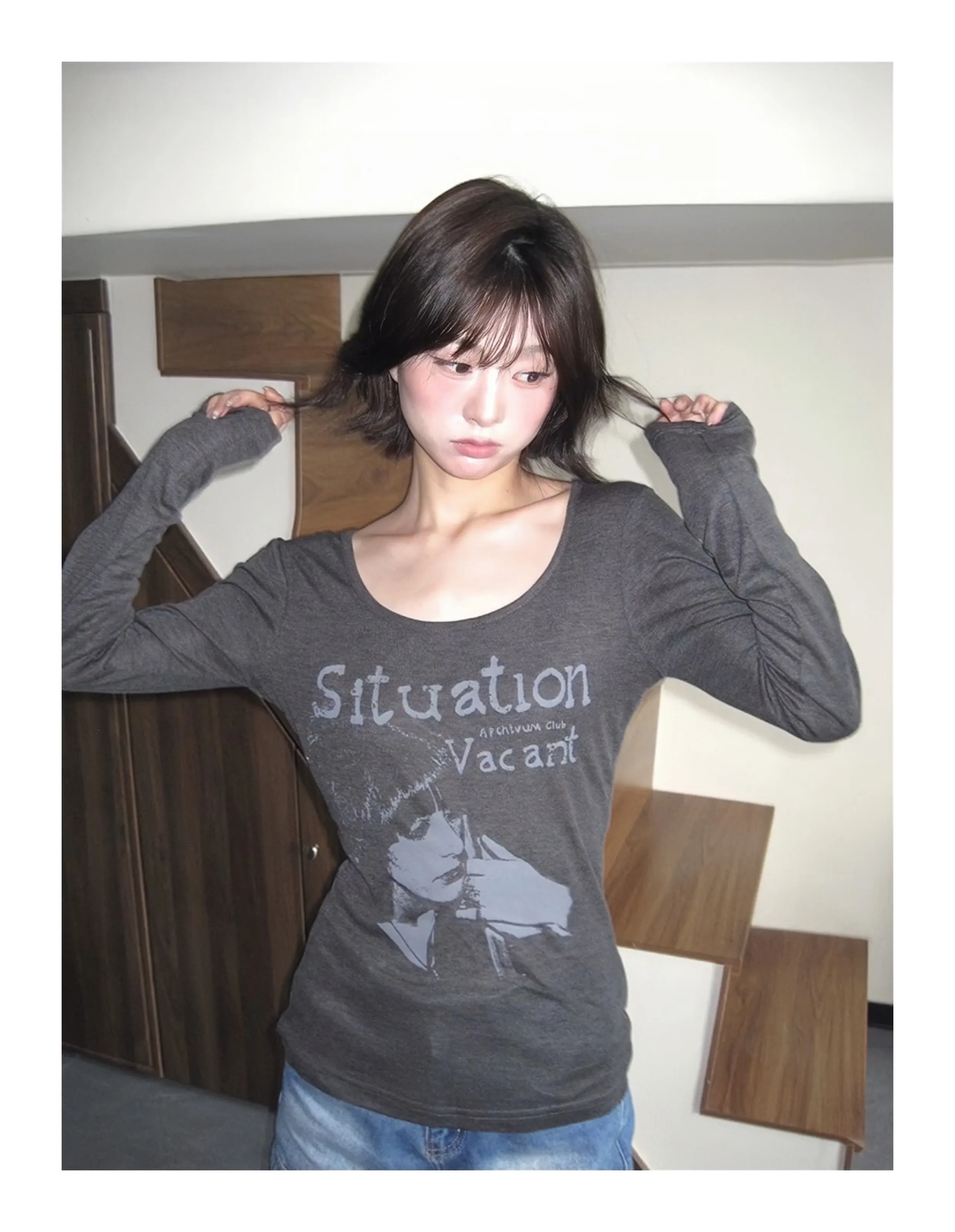 Tonngirls Y2k Vintage T-shirt Women Long Sleeve Print Graphic Tops Streetwear American Retro Grunge Tops E-girls 2000s Tshirts