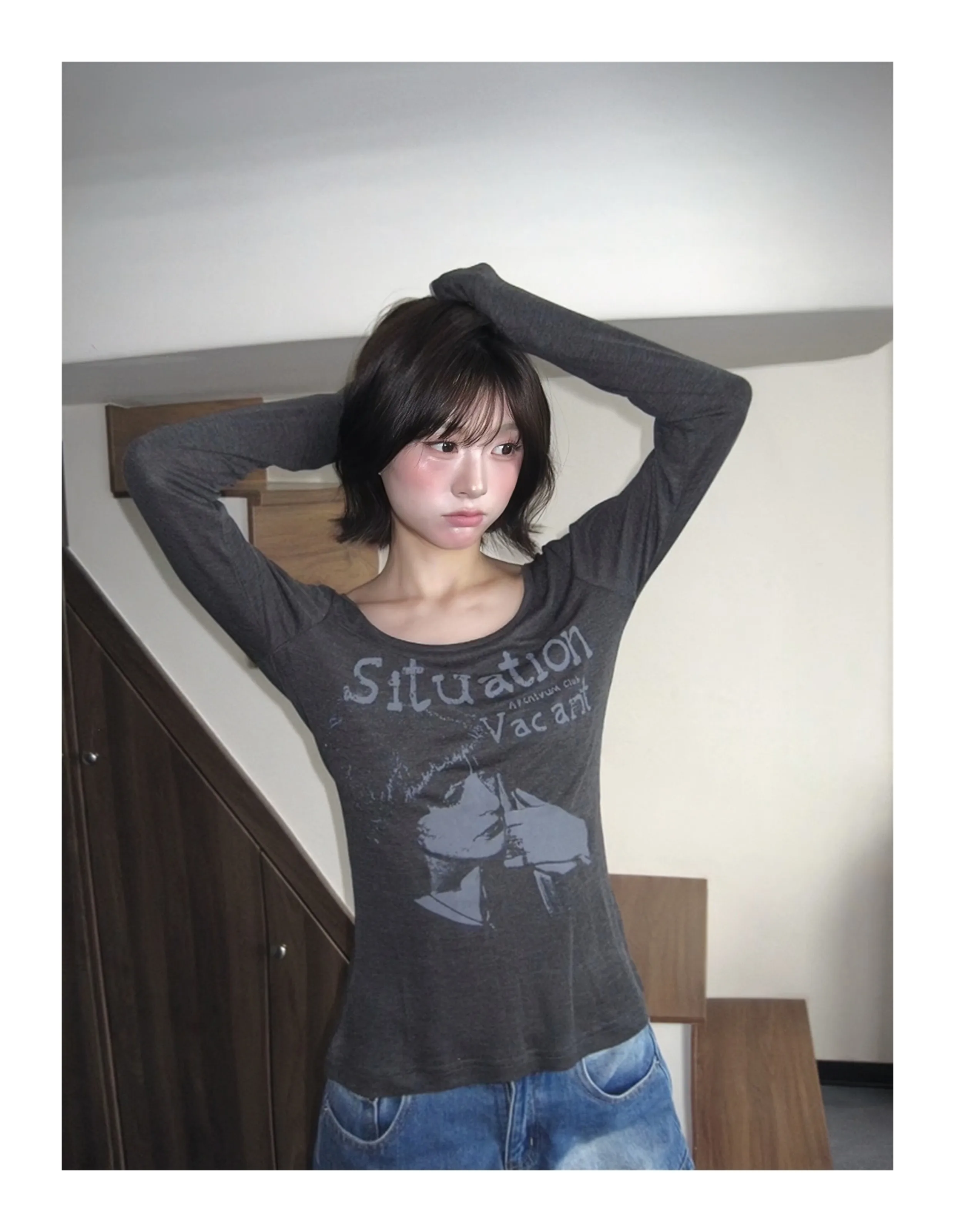 Tonngirls Y2k Vintage T-shirt Women Long Sleeve Print Graphic Tops Streetwear American Retro Grunge Tops E-girls 2000s Tshirts