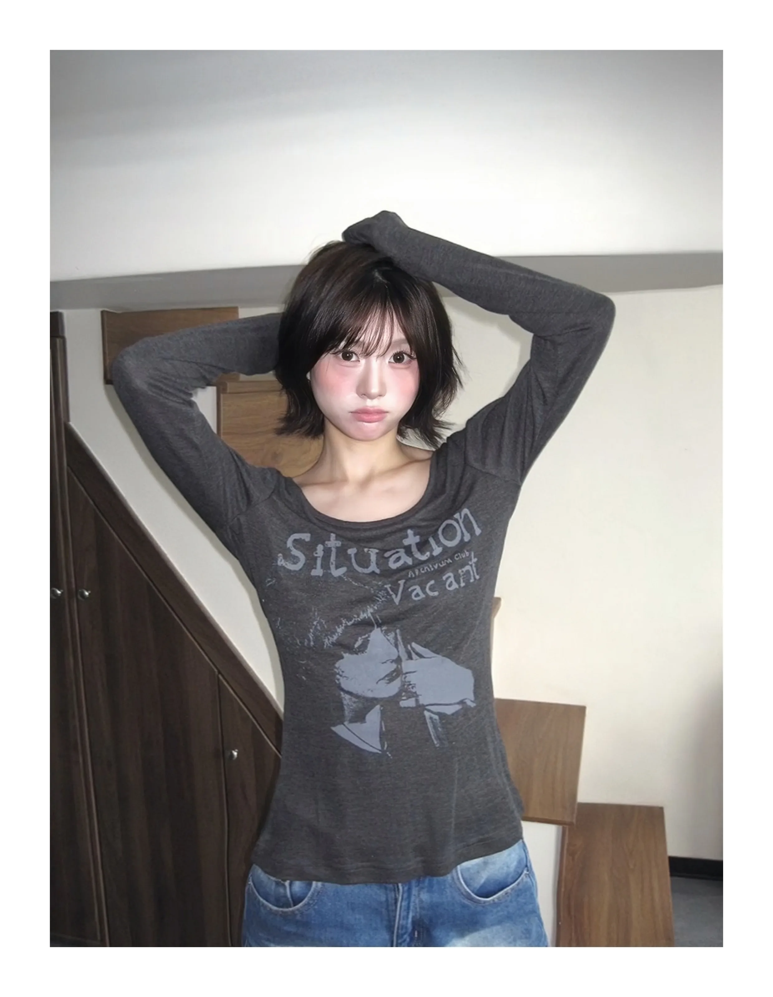 Tonngirls Y2k Vintage T-shirt Women Long Sleeve Print Graphic Tops Streetwear American Retro Grunge Tops E-girls 2000s Tshirts
