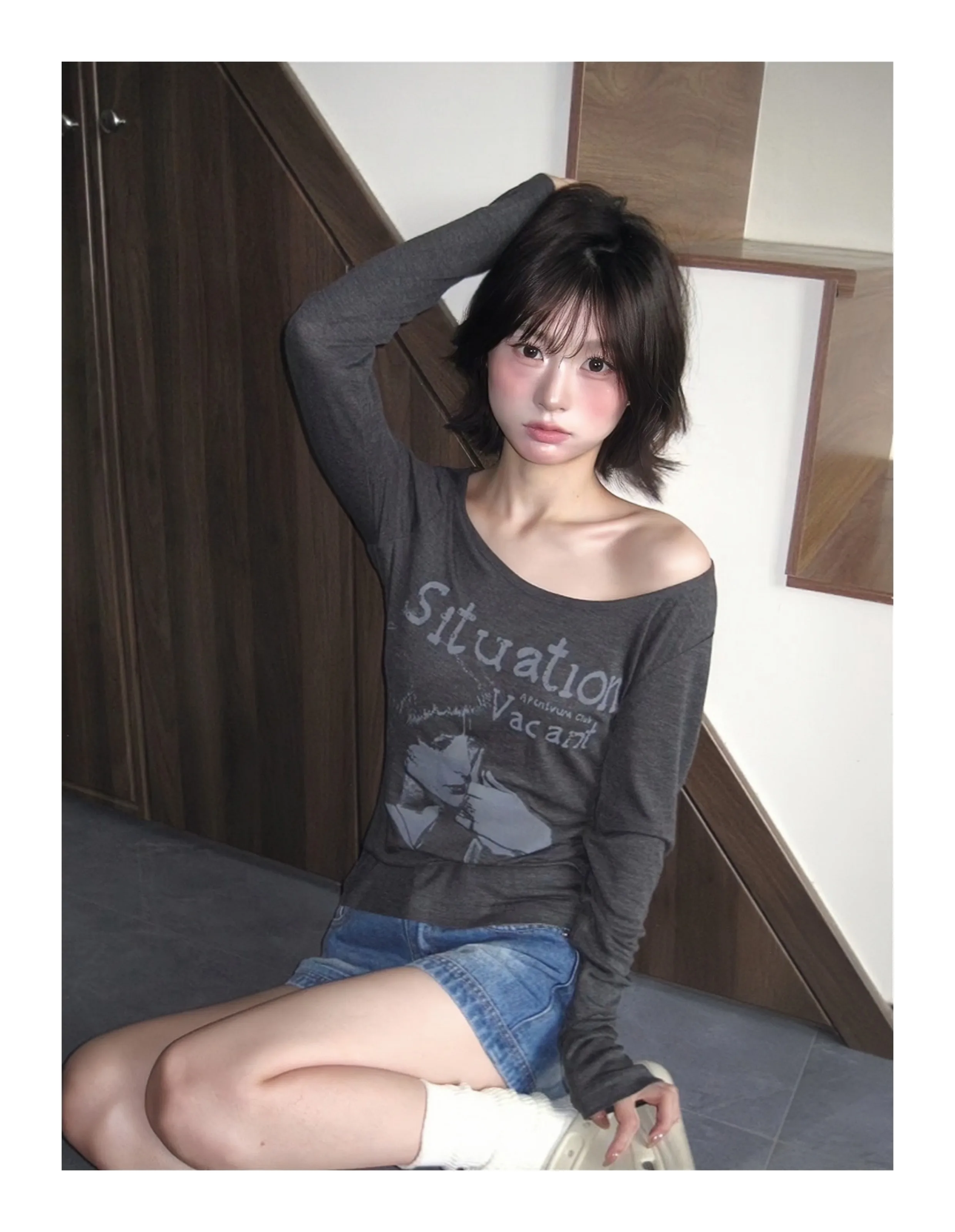 Tonngirls Y2k Vintage T-shirt Women Long Sleeve Print Graphic Tops Streetwear American Retro Grunge Tops E-girls 2000s Tshirts