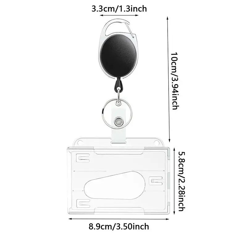 Transparent Badge Holder Exhibition ID Card Cover Case NameTag Badge Reel Keychain Hold 2 Cards Organizer Working Permit Sleeve