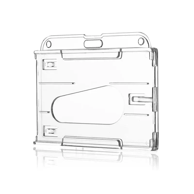 Transparent Badge Holder Exhibition ID Card Cover Case NameTag Badge Reel Keychain Hold 2 Cards Organizer Working Permit Sleeve