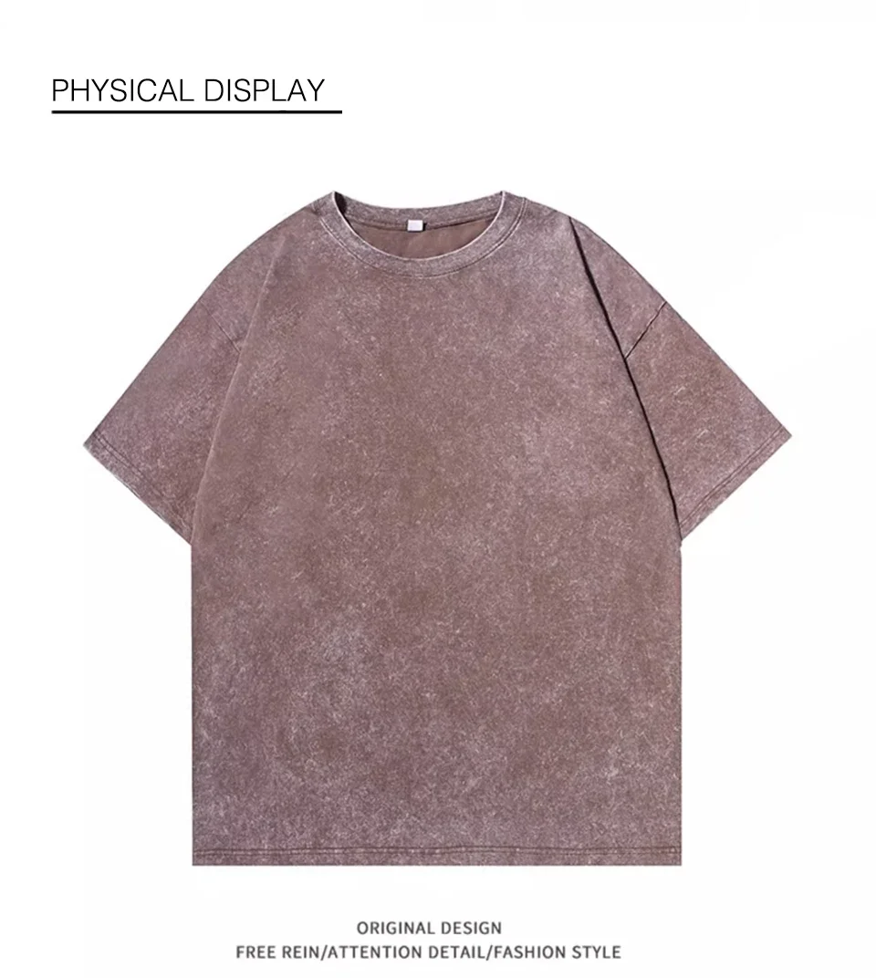 2025 Heavy Men Washed Vintage Oversized T-Shirt Street Hip Hop Punk Tee Women Harajuku Casual Cotton Short Sleeve Acid Wash Top