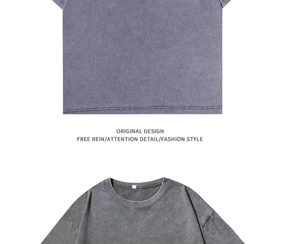 2025 Heavy Men Washed Vintage Oversized T-Shirt Street Hip Hop Punk Tee Women Harajuku Casual Cotton Short Sleeve Acid Wash Top