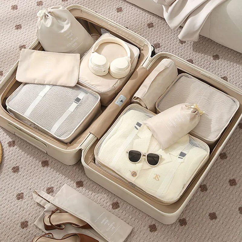 11Pcs Travel Packing Cubes Set Waterproof Luggage Organizer Drawstring Storage Bags for Clothes Shoes Underwear Cosmetic