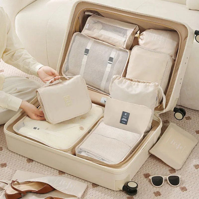 11Pcs Travel Packing Cubes Set Waterproof Luggage Organizer Drawstring Storage Bags for Clothes Shoes Underwear Cosmetic