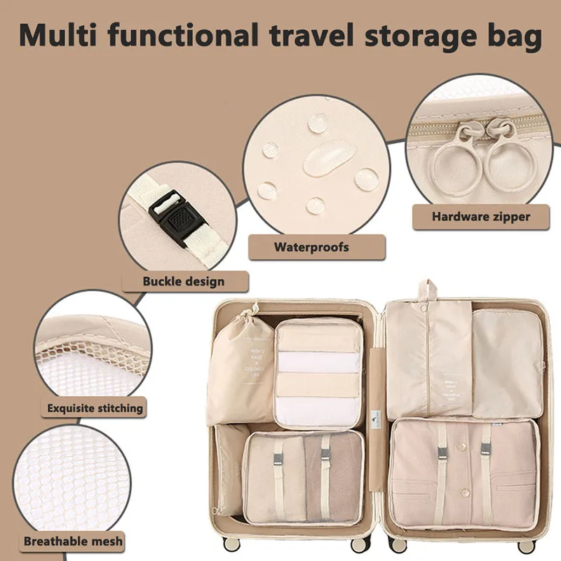 11Pcs Travel Packing Cubes Set Waterproof Luggage Organizer Drawstring Storage Bags for Clothes Shoes Underwear Cosmetic
